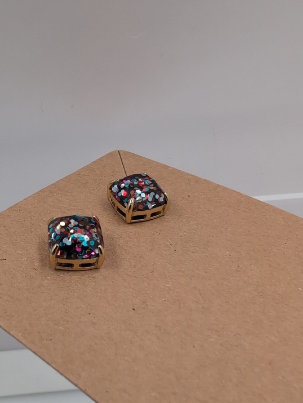 kate spade Multicolor Glitter Square Stud Earrings - Picture 3 of 4
